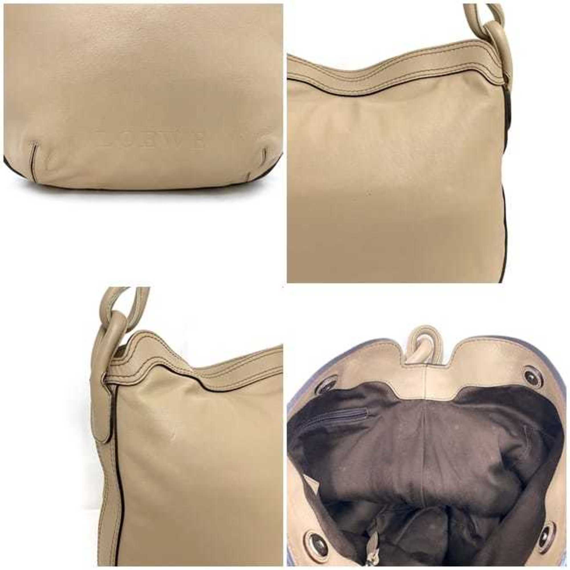 LOEWE bag beige leather women's a4