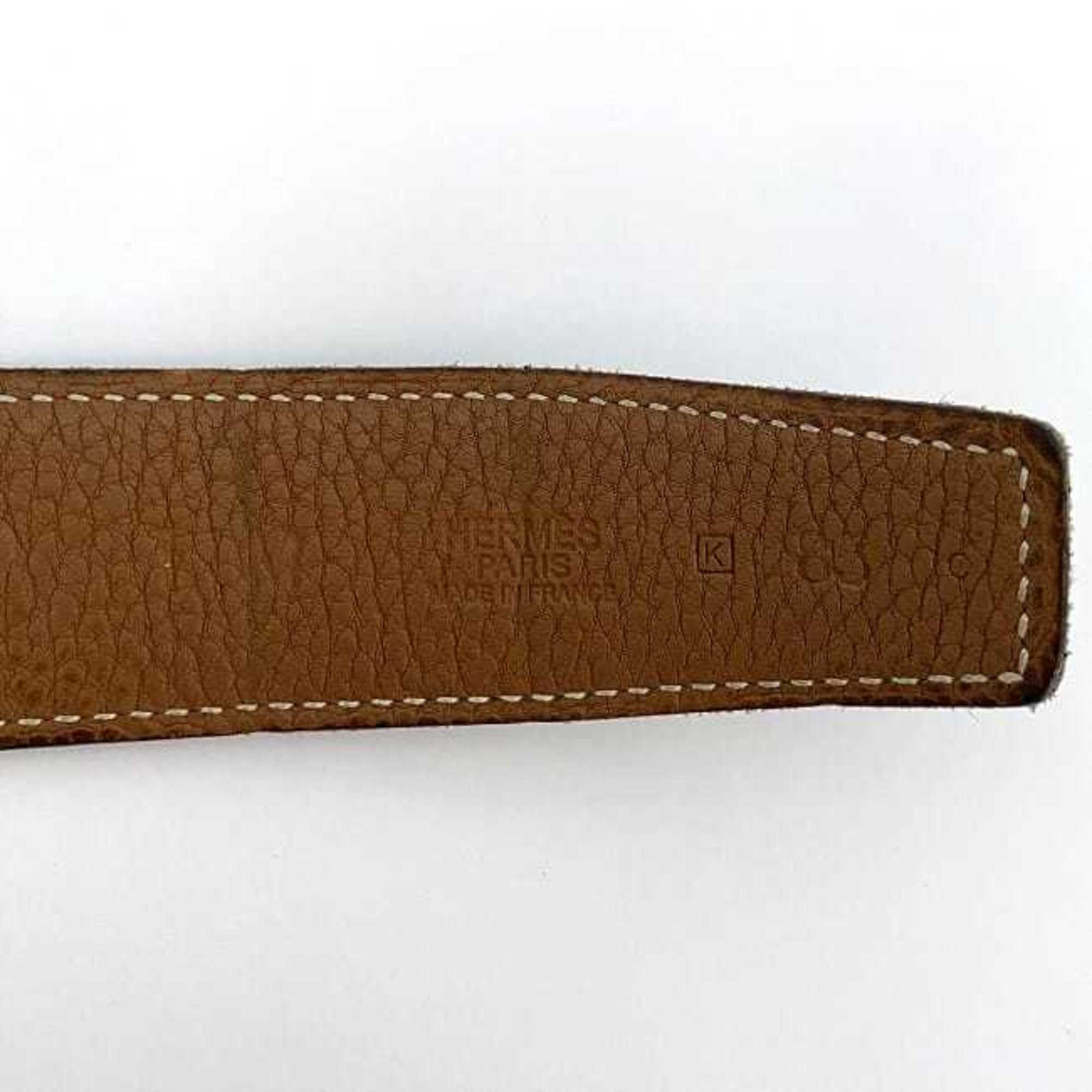 Hermes Square Buckle Belt Black Camel Brown Waist 83cm Leather Box Calf Taurillon Clemence Metal □K Engraved HERMES 30mm Men's