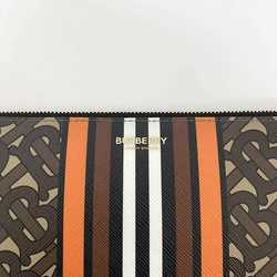 Burberry clutch bag brown beige stripe TB monogram pouch PVC leather BURBERRY women's compact