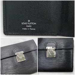 Louis Vuitton Tri-fold Wallet Portefeuille Koala Black Noir Epi M58012 Leather SR0075 LOUIS VUITTON Clear Pocket TT L-shaped LV Men's Women's