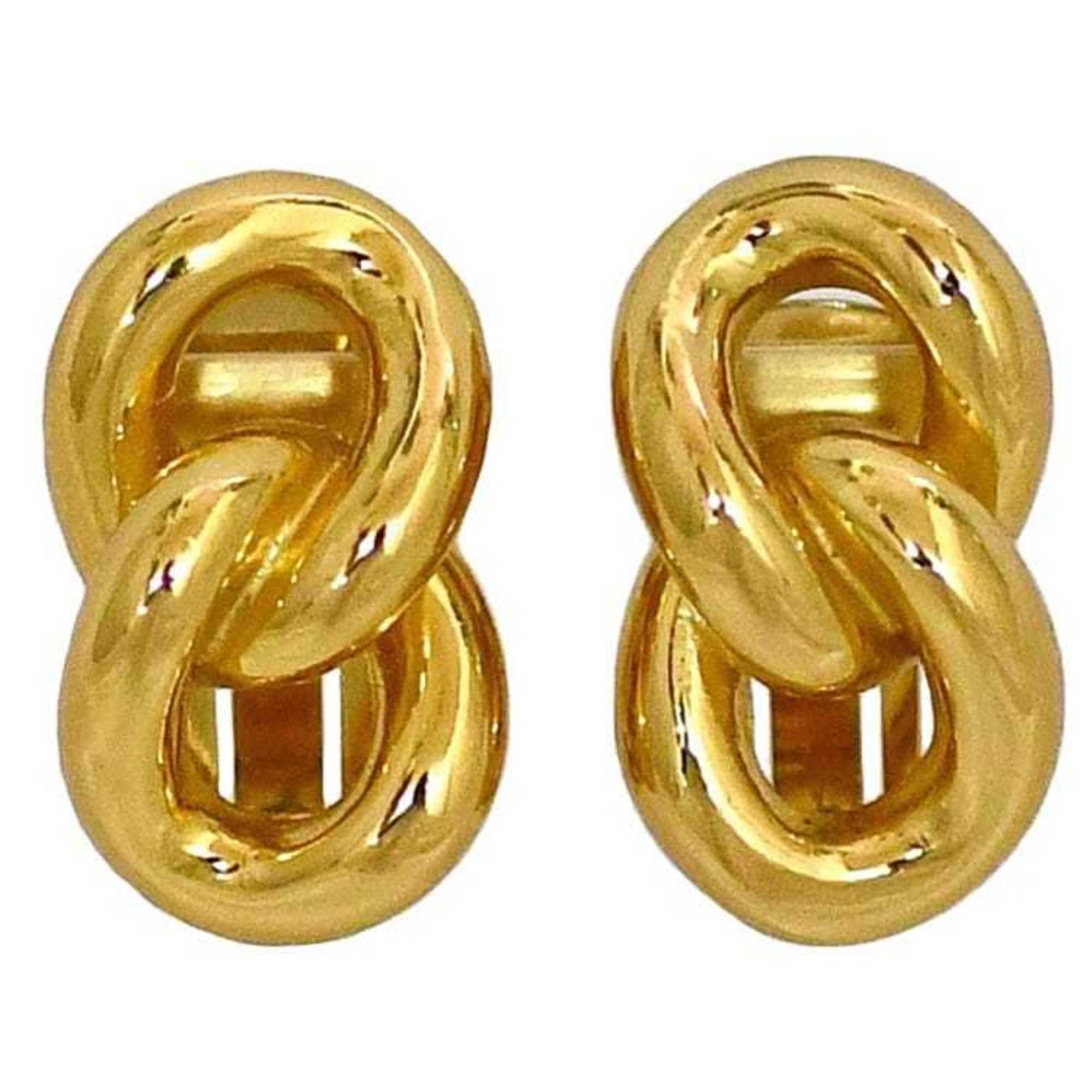 Christian Dior Earrings Gold Chain GP Clip Women's Retro