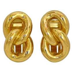 Christian Dior Earrings Gold Chain GP Clip Women's Retro