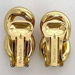 Christian Dior Earrings Gold Chain GP Clip Women's Retro