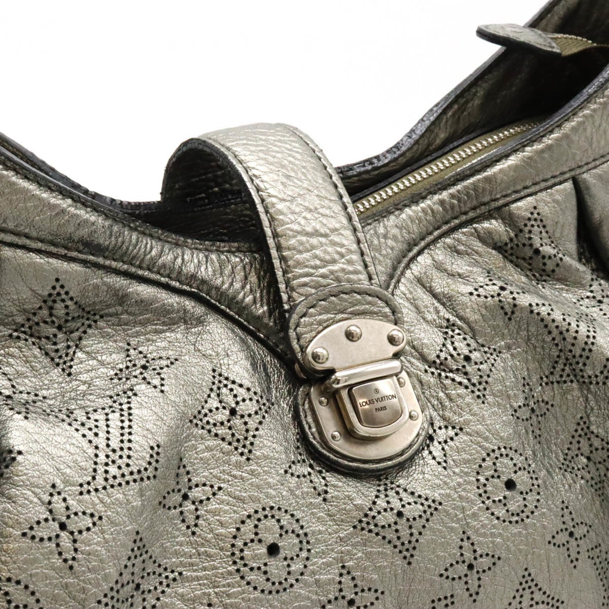 LOUIS VUITTON Louis Vuitton Monogram Mahina XS Shoulder Bag Calf Leather Metallic Argent Silver M95718