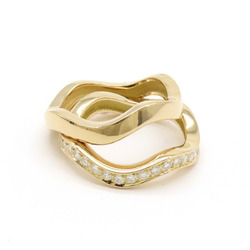 Cartier Neptune Ring, Wave, Double Row, Half, K18YG Yellow Gold, Diamond, #56, Size 15.5, B4050700