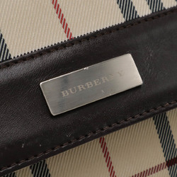 BURBERRY Nova Check Pattern Shoulder Bag Nylon Canvas Leather Beige Dark Brown