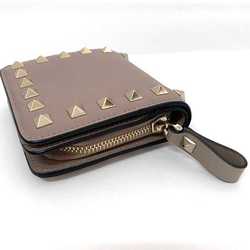 Valentino Garavani Bi-fold Wallet ec-20994 Beige Pink RW2P0R22BOL Leather Studded Compact Women's