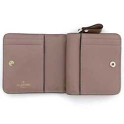 Valentino Garavani Bi-fold Wallet ec-20994 Beige Pink RW2P0R22BOL Leather Studded Compact Women's