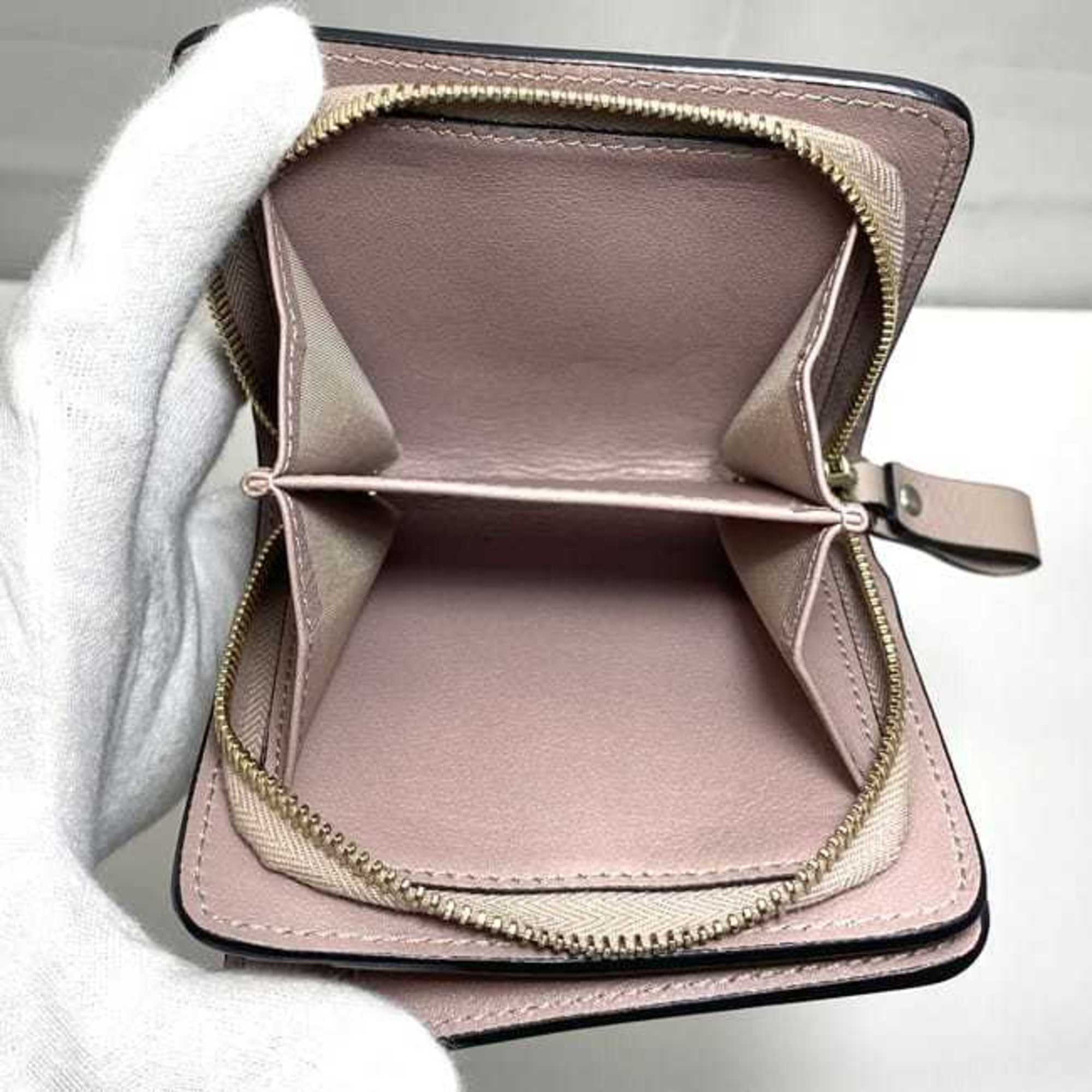 Valentino Garavani Bi-fold Wallet ec-20994 Beige Pink RW2P0R22BOL Leather Studded Compact Women's