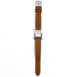 Hermes Watch H Beige Silver Brown HH1.210 Women's SS Leather Quartz J Stamp HERMES Battery Operated 21mm