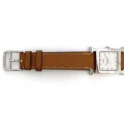 Hermes Watch H Beige Silver Brown HH1.210 Women's SS Leather Quartz J Stamp HERMES Battery Operated 21mm