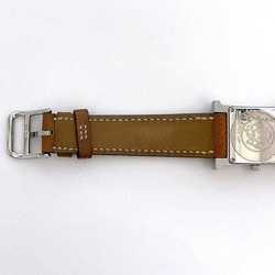 Hermes Watch H Beige Silver Brown HH1.210 Women's SS Leather Quartz J Stamp HERMES Battery Operated 21mm