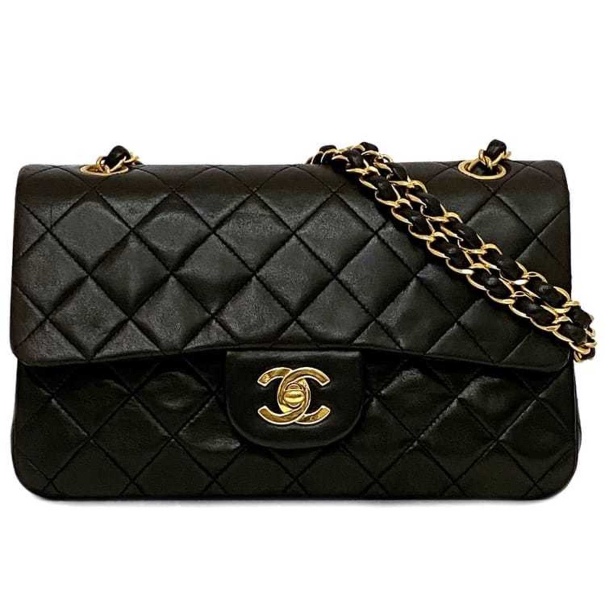 Chanel Chain Shoulder Bag f-21080 Black Matelasse A01113 Double Flap Leather Lambskin 2707661 CHANEL Coco Mark Gold Hardware Turn Lock Quilting 2way