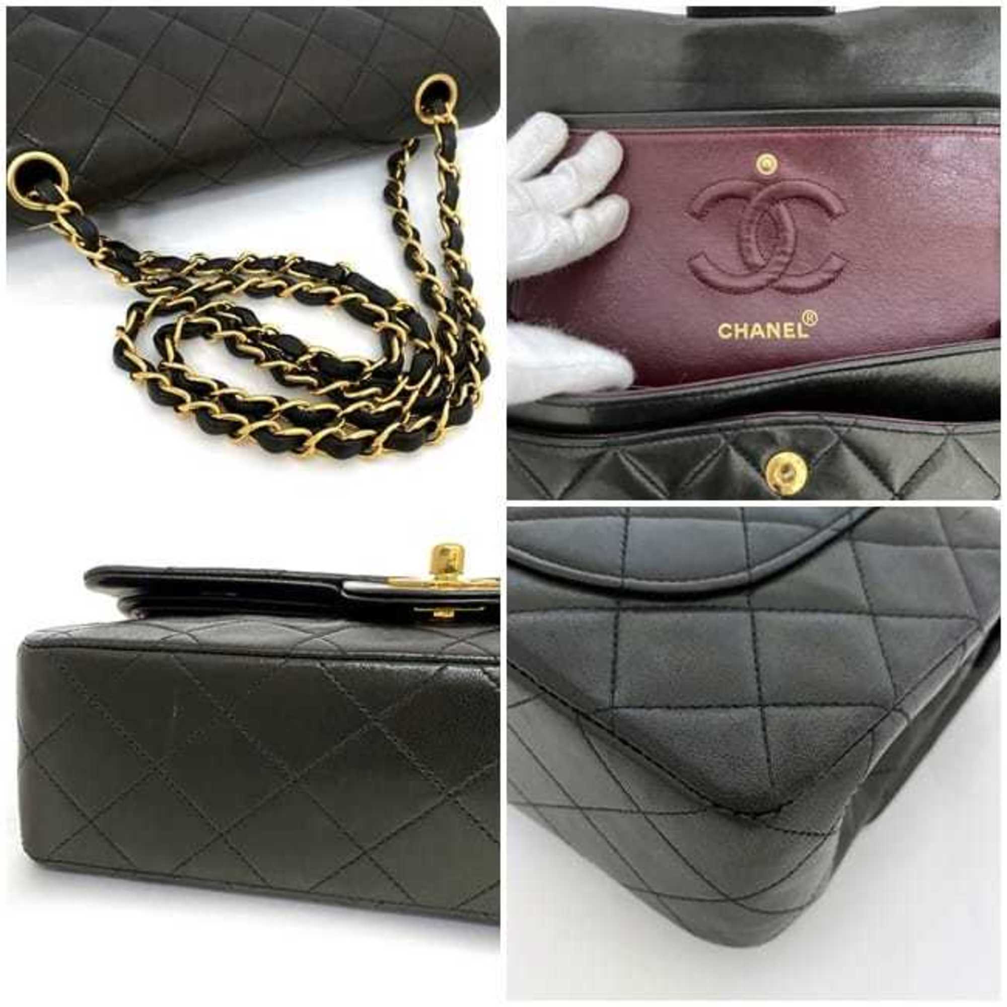 Chanel Chain Shoulder Bag f-21080 Black Matelasse A01113 Double Flap Leather Lambskin 2707661 CHANEL Coco Mark Gold Hardware Turn Lock Quilting 2way