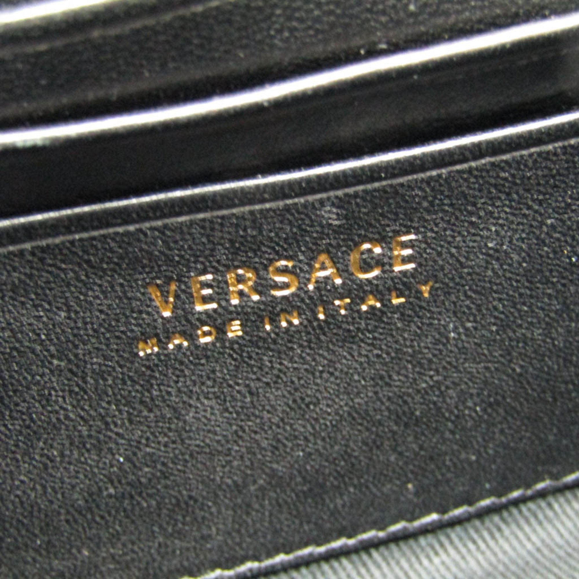 Versace Medusa Quilting DBFG966 Women's Leather Shoulder Bag Black