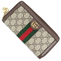 Gucci Long Wallet Round Offia GG Supreme 523154 Zip Around Leather Shelly Line Men's Women's