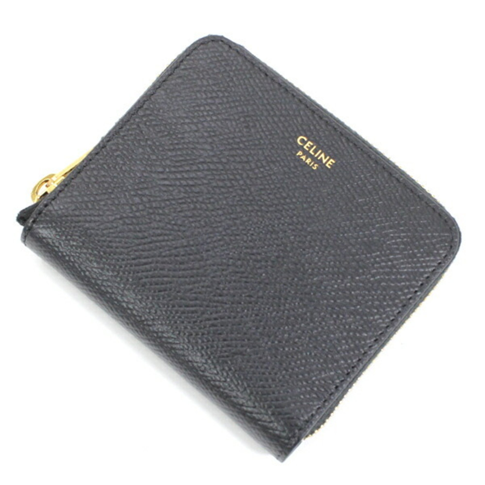 Celine Wallet Wallet/Coin Case Business Card Holder/Card Small Zip Essential Black Round Around Bi-fold 10L203BEL.38NO