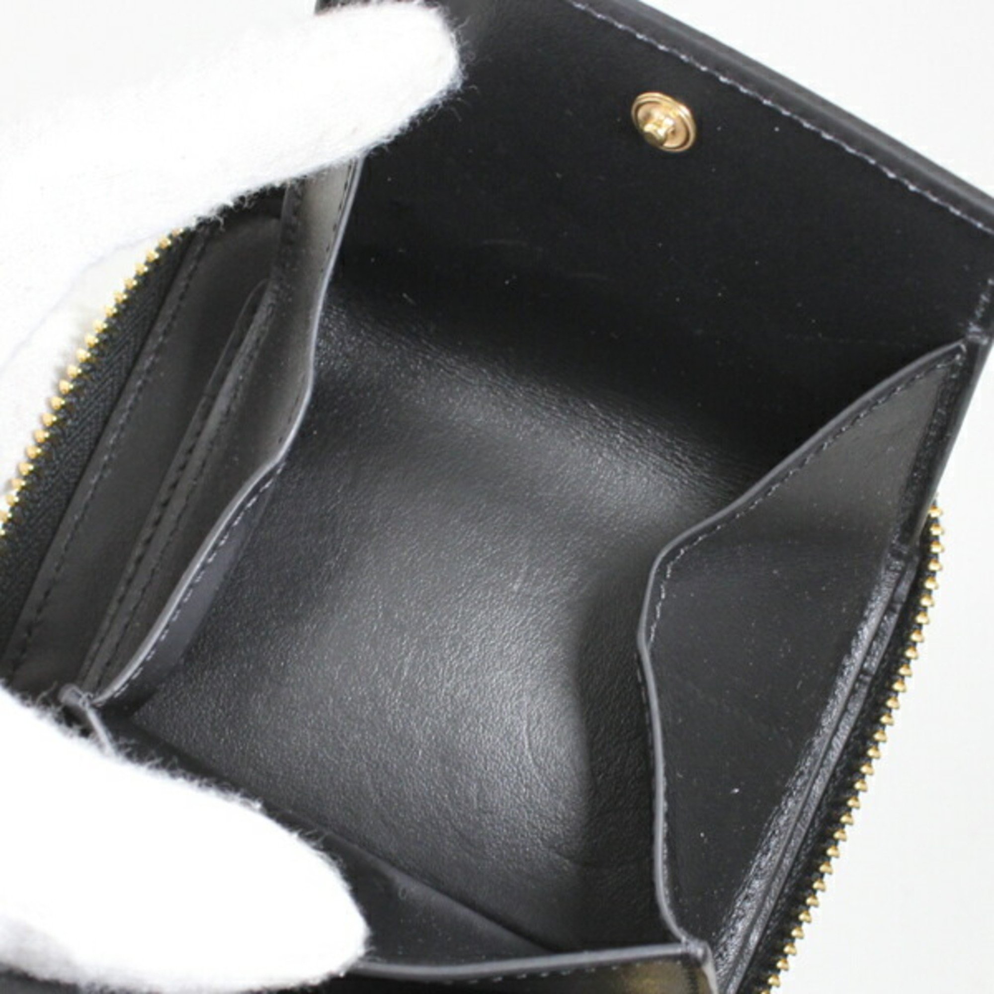 Celine Wallet Wallet/Coin Case Business Card Holder/Card Small Zip Essential Black Round Around Bi-fold 10L203BEL.38NO