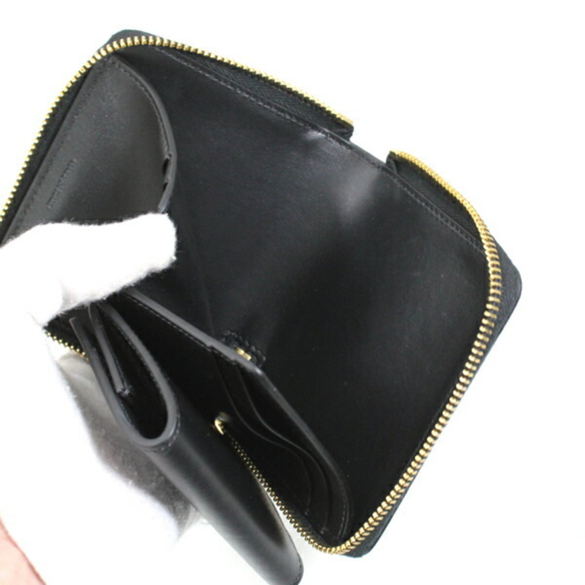 Celine Wallet Wallet/Coin Case Business Card Holder/Card Small Zip Essential Black Round Around Bi-fold 10L203BEL.38NO