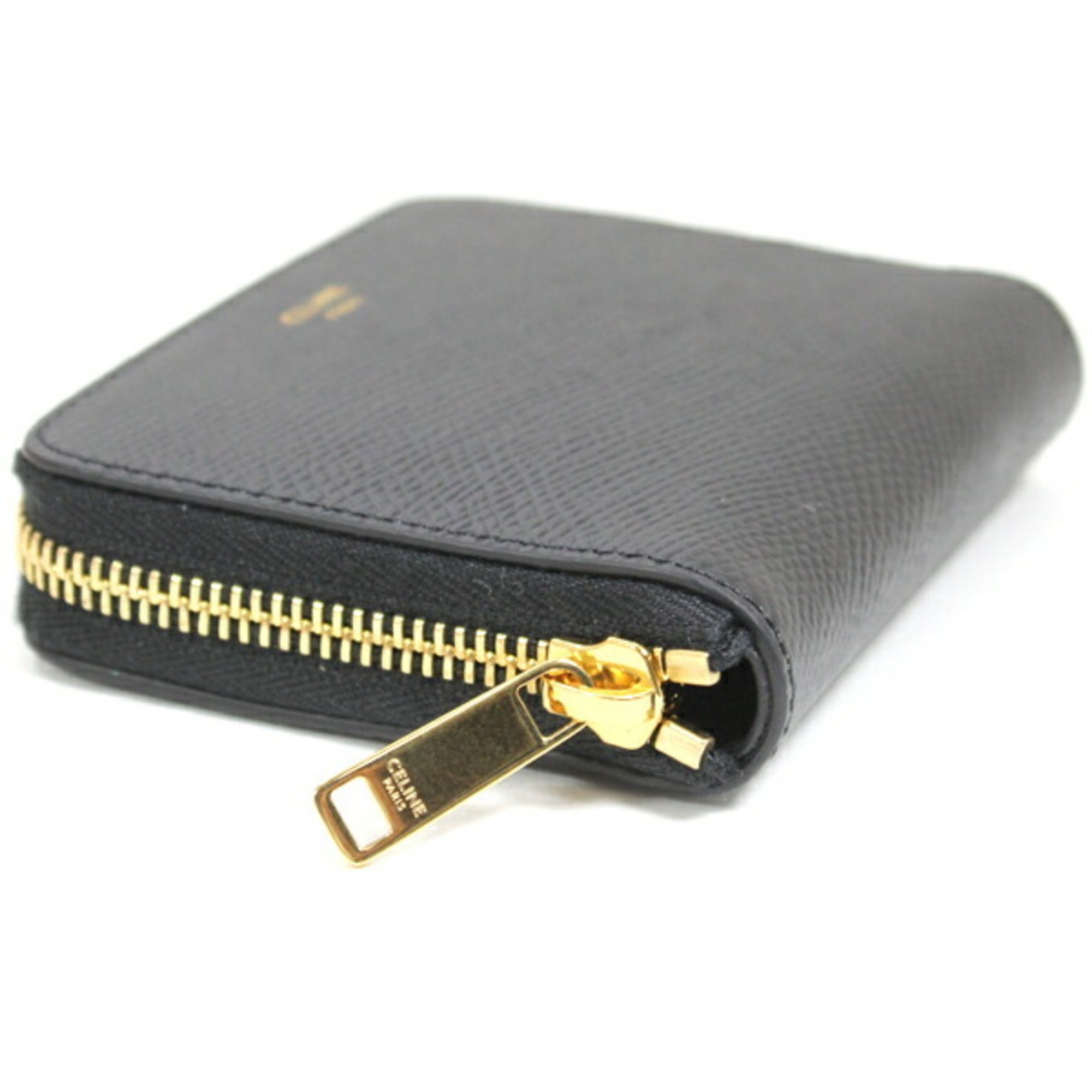 Celine Wallet Wallet/Coin Case Business Card Holder/Card Small Zip Essential Black Round Around Bi-fold 10L203BEL.38NO