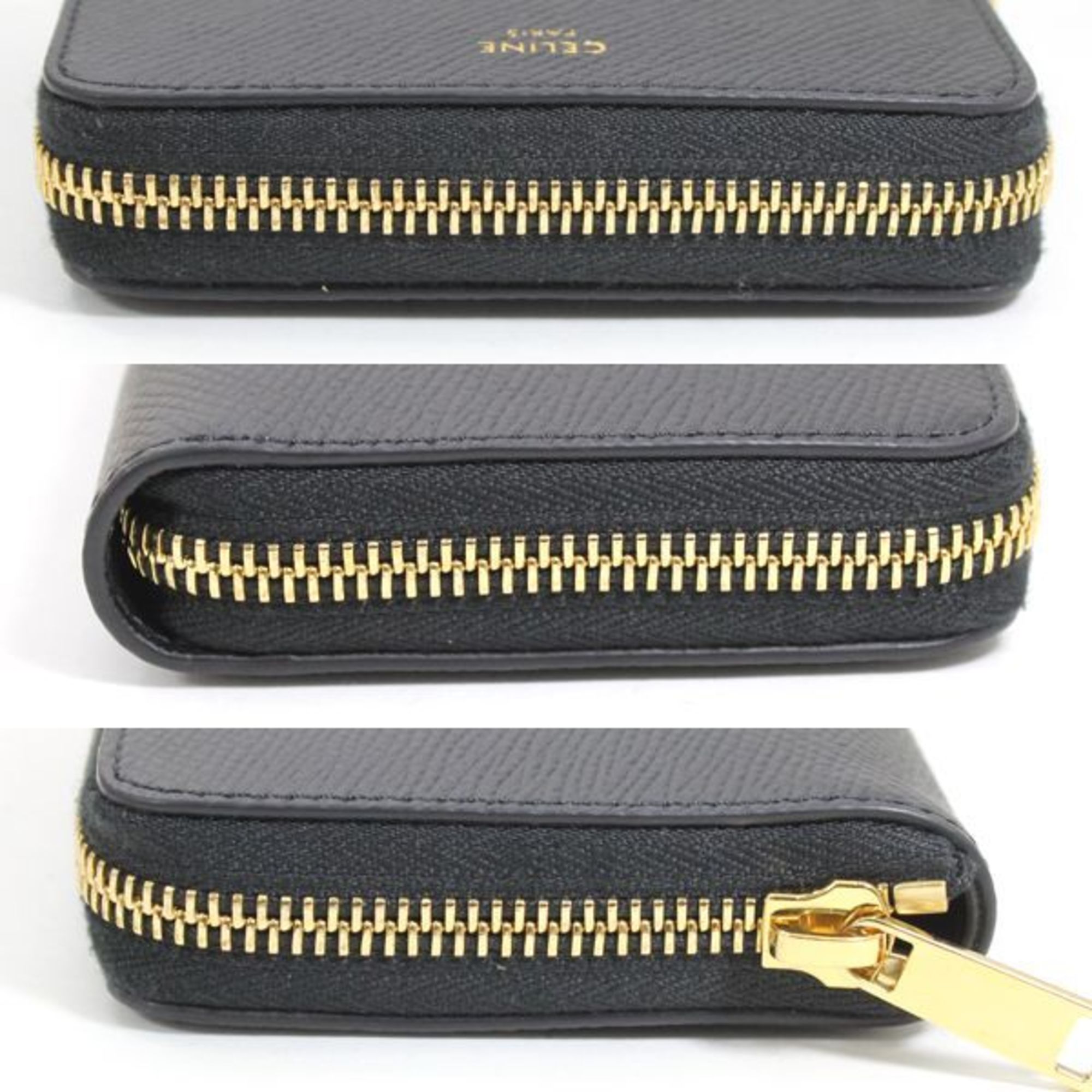 Celine Wallet Wallet/Coin Case Business Card Holder/Card Small Zip Essential Black Round Around Bi-fold 10L203BEL.38NO