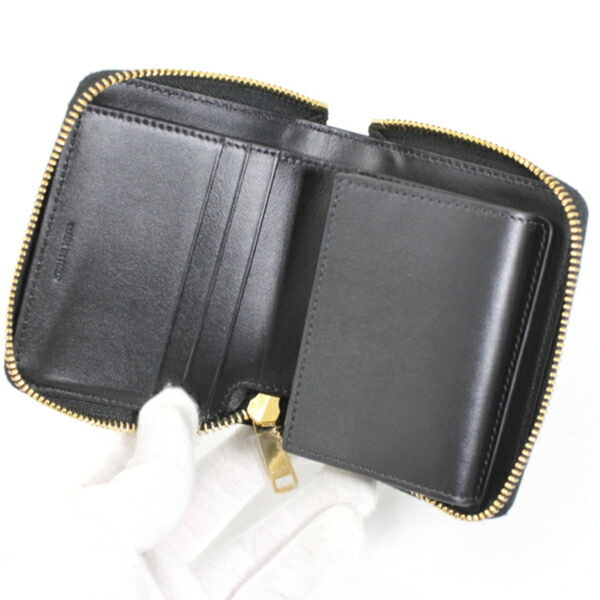 Celine Wallet Wallet/Coin Case Business Card Holder/Card Small Zip Essential Black Round Around Bi-fold 10L203BEL.38NO