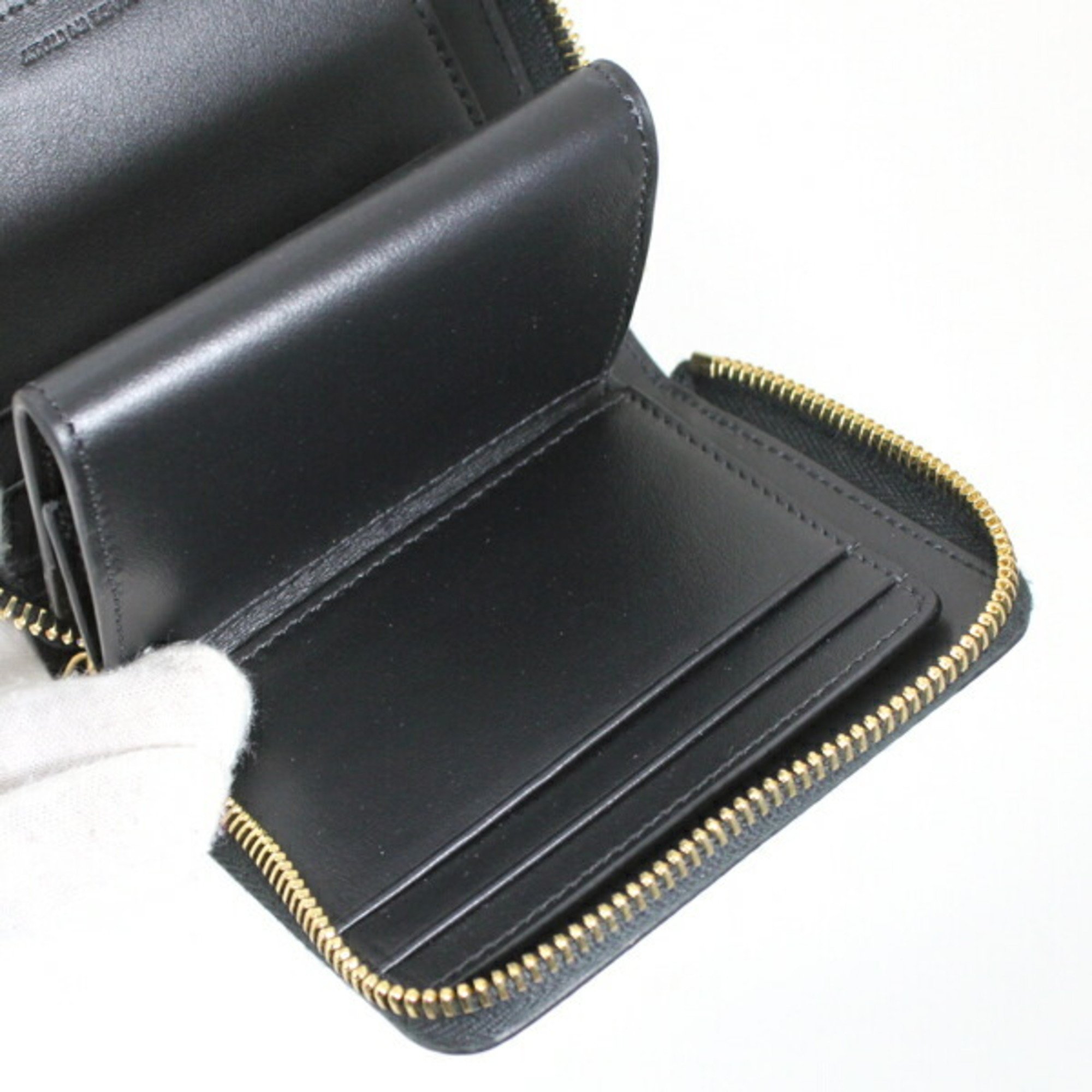 Celine Wallet Wallet/Coin Case Business Card Holder/Card Small Zip Essential Black Round Around Bi-fold 10L203BEL.38NO