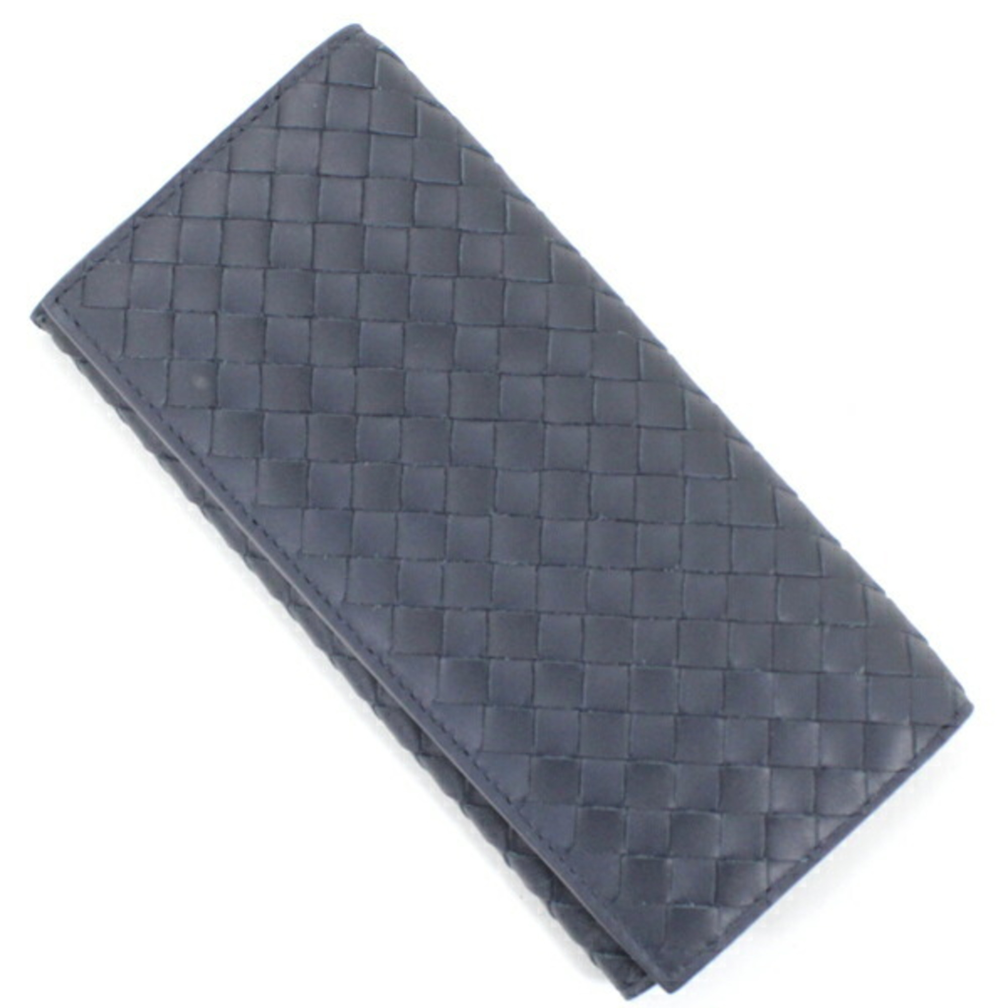 Bottega Veneta Bi-fold Long Wallet Billfold Navy Intrecciato Leather Men's 120697 V4651 4013 BOTTEGA VENETA