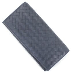 Bottega Veneta Bi-fold Long Wallet Billfold Navy Intrecciato Leather Men's 120697 V4651 4013 BOTTEGA VENETA