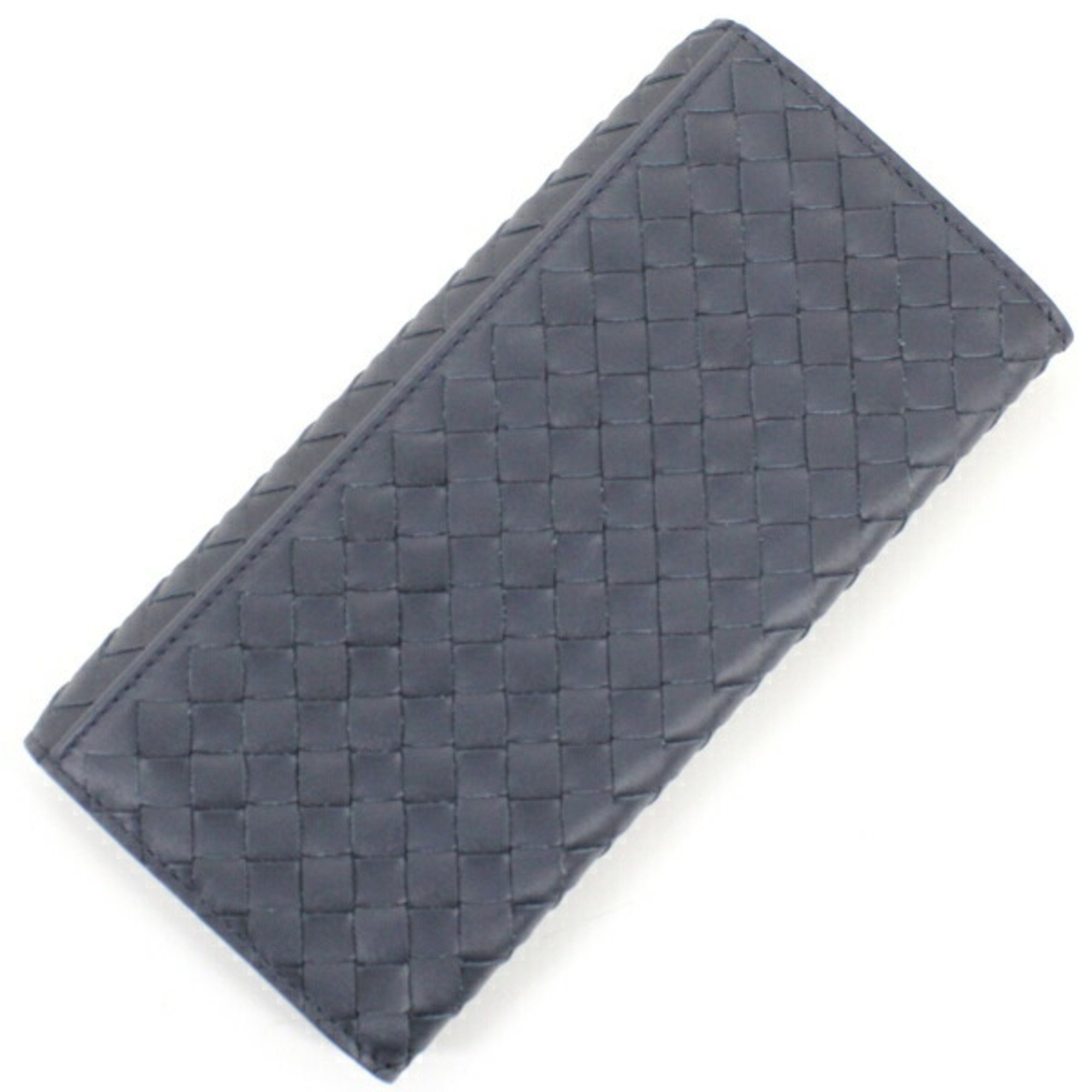 Bottega Veneta Bi-fold Long Wallet Billfold Navy Intrecciato Leather Men's 120697 V4651 4013 BOTTEGA VENETA