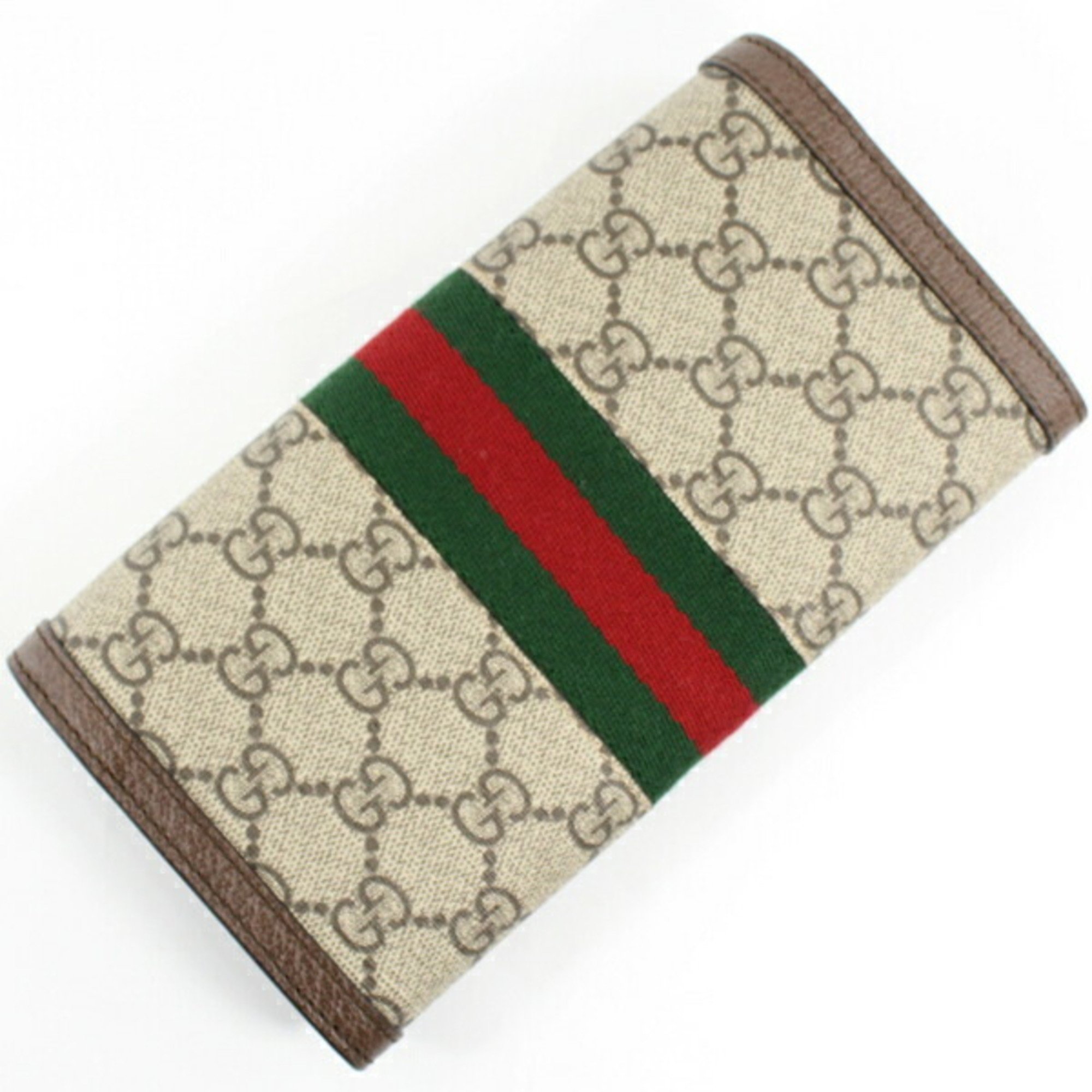 Gucci long wallet, bifold, Ophidia GG Continental Wallet, Supreme canvas, leather, beige, brown