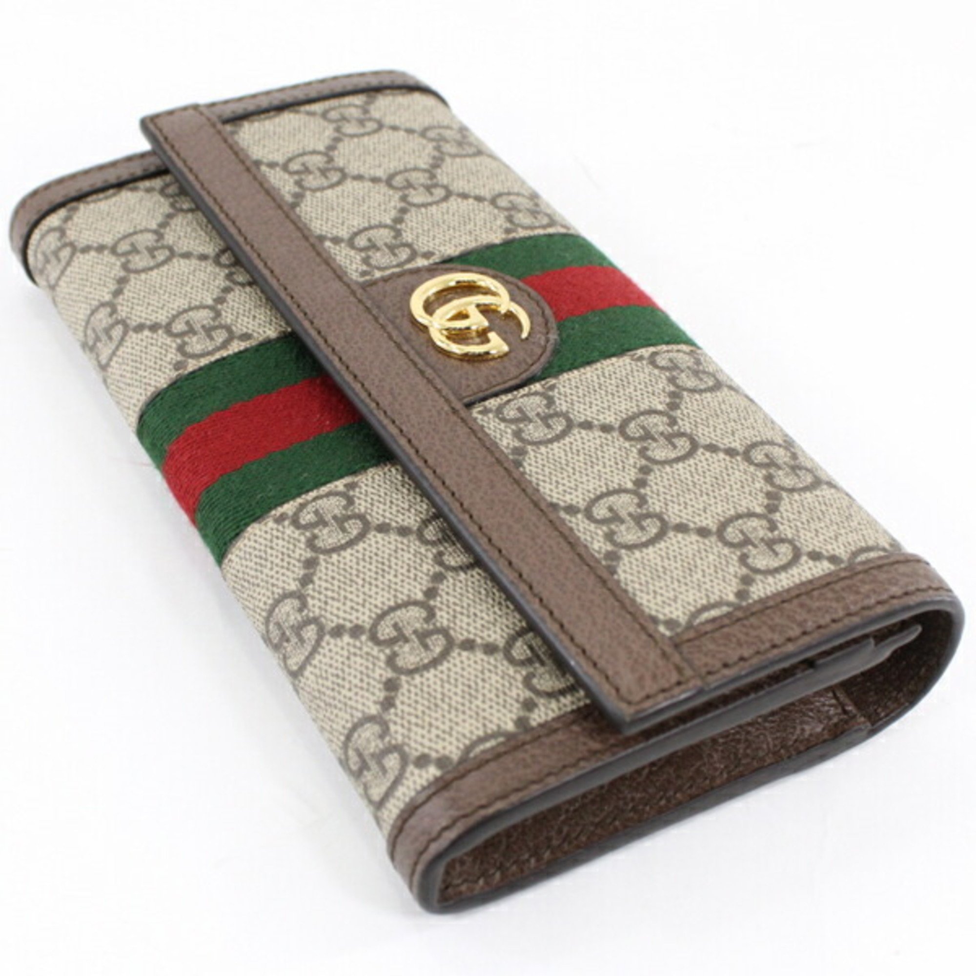 Gucci long wallet, bifold, Ophidia GG Continental Wallet, Supreme canvas, leather, beige, brown