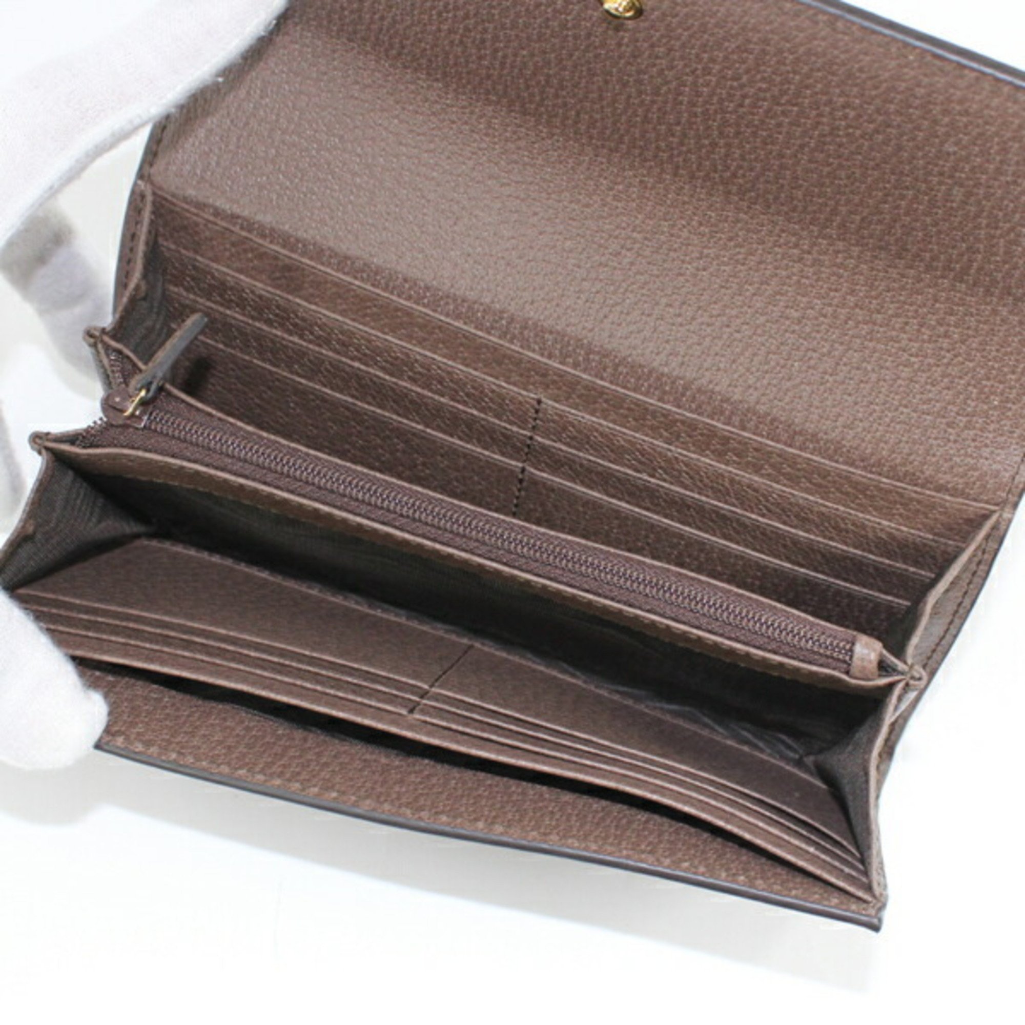 Gucci long wallet, bifold, Ophidia GG Continental Wallet, Supreme canvas, leather, beige, brown