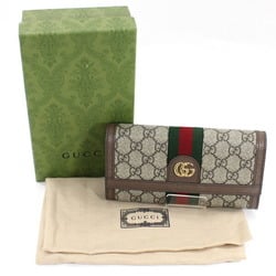 Gucci long wallet, bifold, Ophidia GG Continental Wallet, Supreme canvas, leather, beige, brown