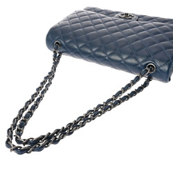 CHANEL Chanel Matelasse W-Flap Chain Shoulder Bag 33cm Blue A58601 Women's Caviar Skin