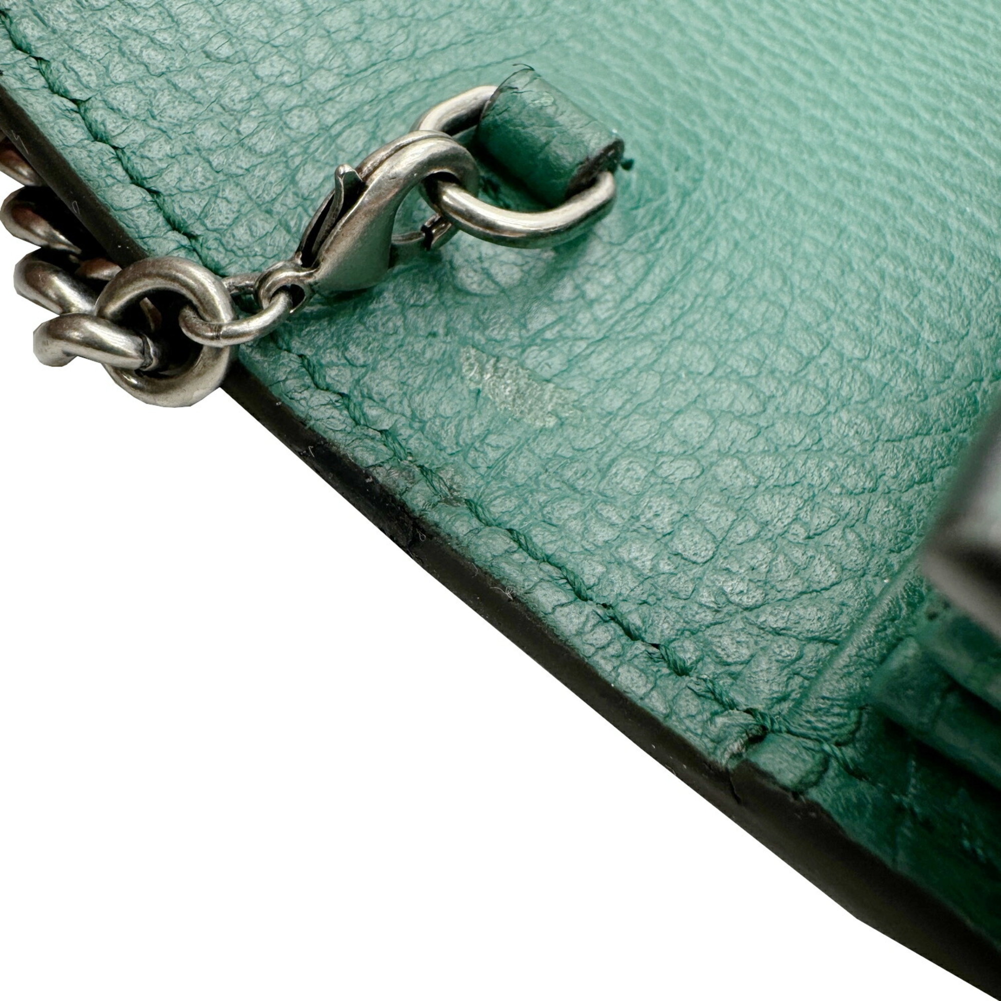 GUCCI Dionysus Chain Shoulder Wallet Bag Leather Green 401231 Women's