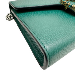 GUCCI Dionysus Chain Shoulder Wallet Bag Leather Green 401231 Women's