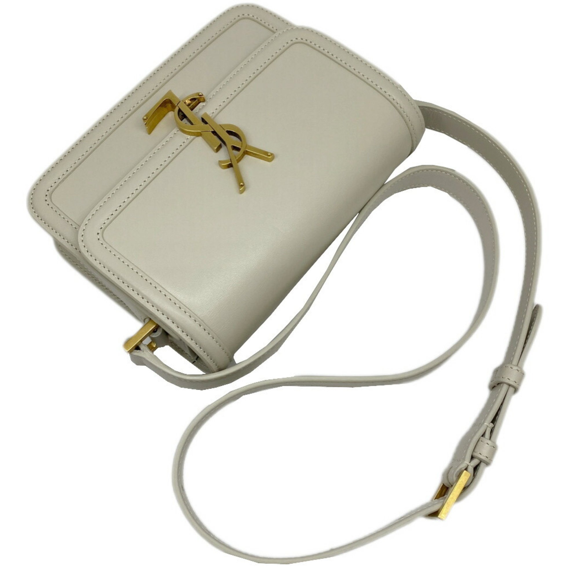 SAINT LAURENT Yves Saint Laurent Solferino Small Light Green Calf Leather Shoulder Bag 634306 Women's