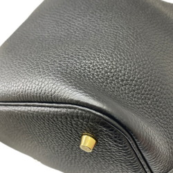 HERMES Hermes Picotin MM Taurillon Clemence Black X Stamp (2016) Handbag Bag Compact Cabas Leather Women Men