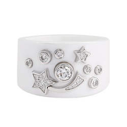 Chanel Cosmic K18WG White Gold Ceramic Ring