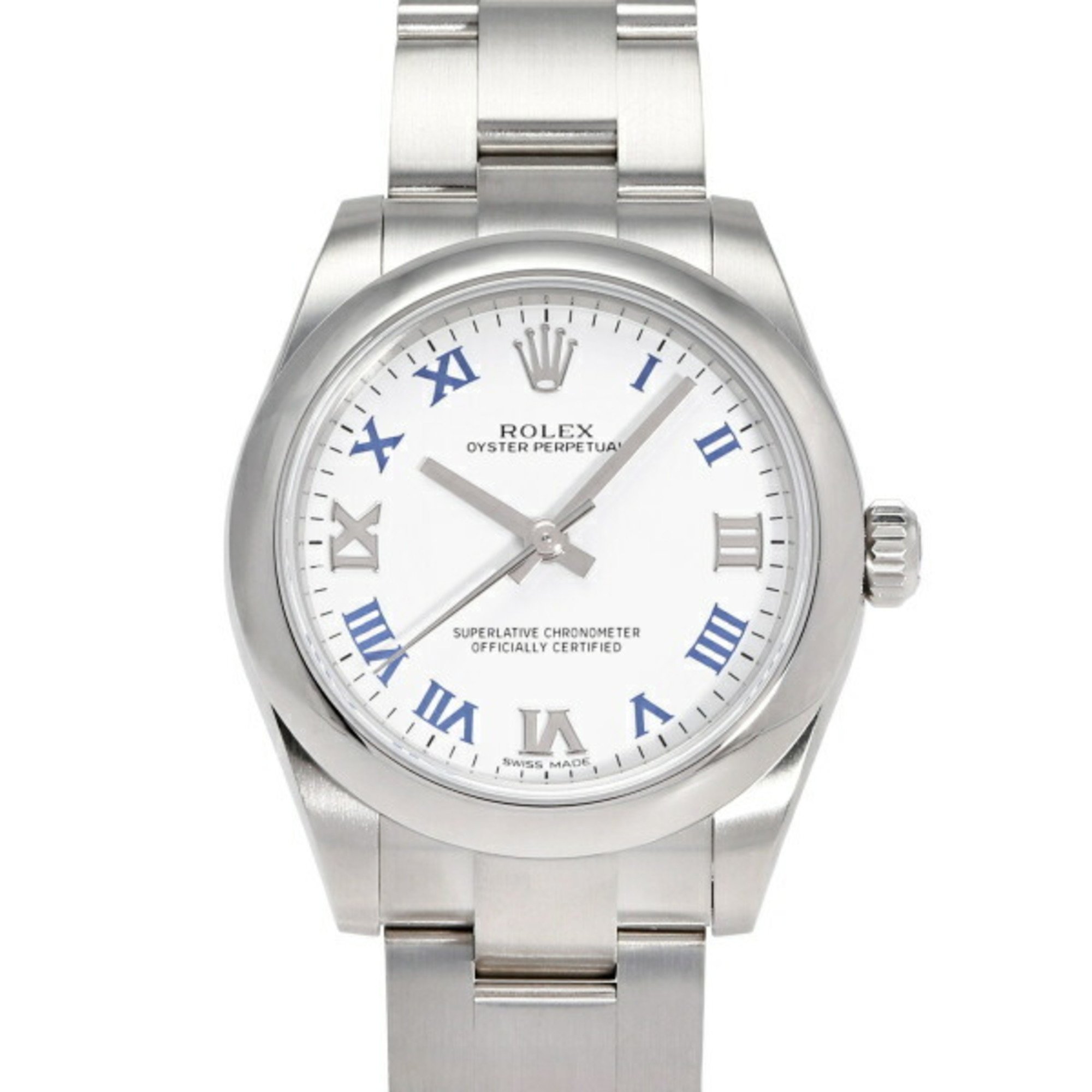 Rolex ROLEX Oyster Perpetual 31 177200 White/Blue Roman Dial Wristwatch for Men and Women