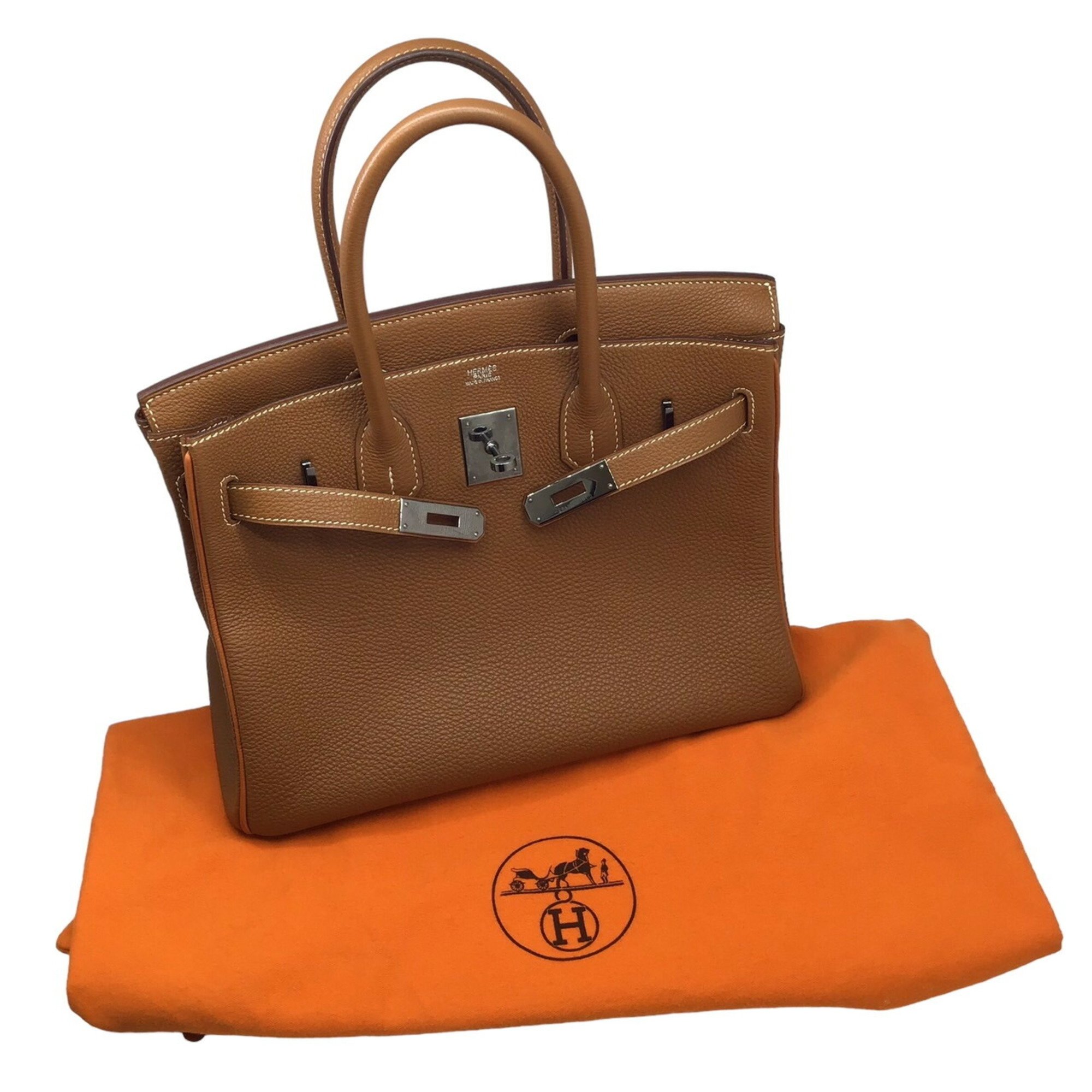 HERMES Hermes Birkin 30 Togo Gold Orange Ruthenium hardware J stamp 2006 Bicolor Handbag Bag Women's Men's