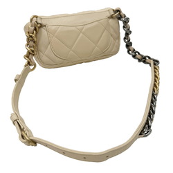 Chanel CHANEL Body Bag 19 Chain Shoulder 30 Series Lambskin AS1163 Waist Belt Beige Women's