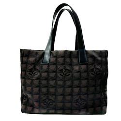 CHANEL New Travel Line Tote Canvas Leather No. 9 Brown Women's Bag