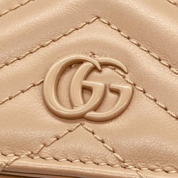 GUCCI GG Marmont Double G Business Card Holder/Card Case Wallet 466492 AABZK Rose Beige Leather Bi-Fold Compact for Women