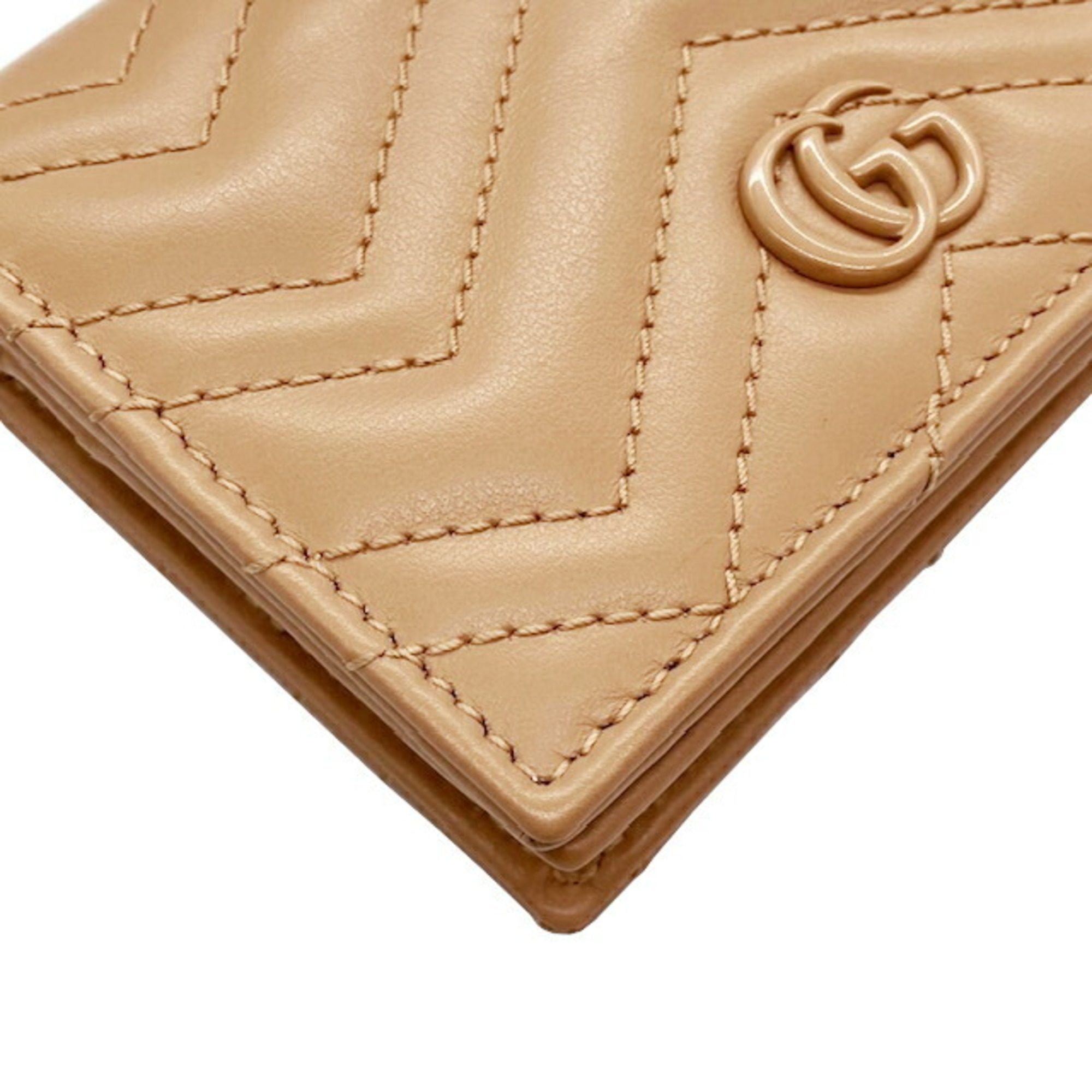 GUCCI GG Marmont Double G Business Card Holder/Card Case Wallet 466492 AABZK Rose Beige Leather Bi-Fold Compact for Women