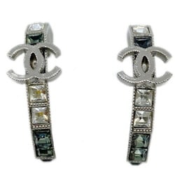 CHANEL Chanel Earrings Rhinestone Silver 15P CC Accessories Women's