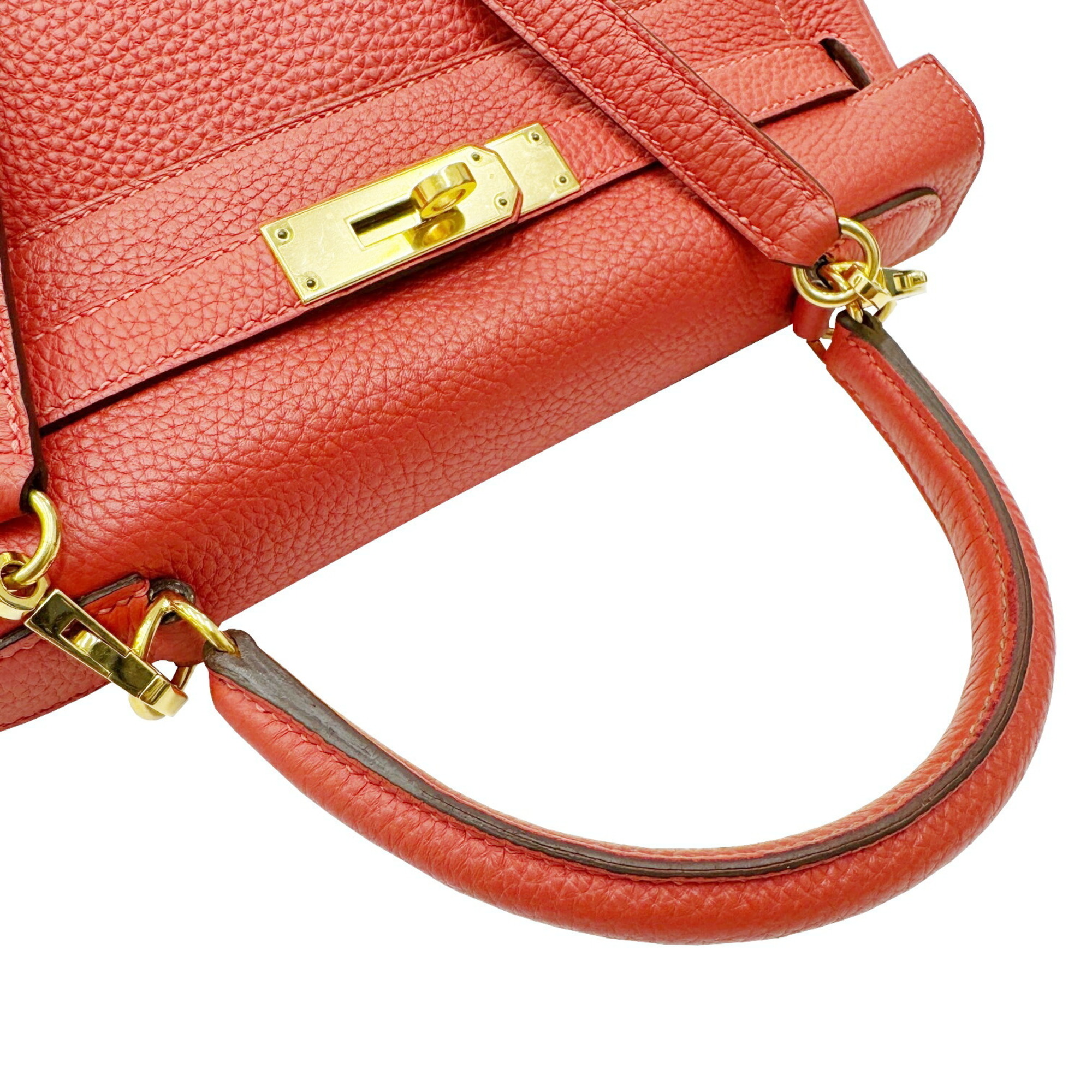 Hermes Kelly 28, Inner Stitching, Shoulder Bag, T-Engraving, Made in 2015, Rouge Pivoine, Handbag, Rouge, Vermilion, KELLY28, Women's