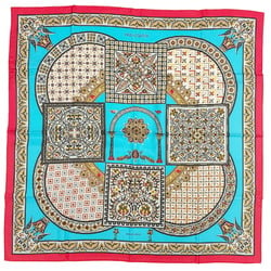 Hermes HERMES Carré 90 CIELS BYZANTINS Byzantine Sky Scarf Silk Rouge Turquoise Beige Red Women's