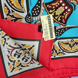 Hermes HERMES Carré 90 CIELS BYZANTINS Byzantine Sky Scarf Silk Rouge Turquoise Beige Red Women's